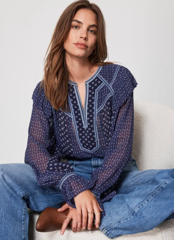 Navy Floral Print Blouse sold by Mint Velvet