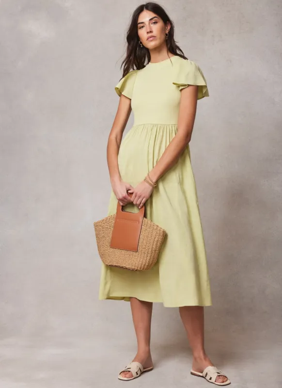 Green Jersey Ruffle Midi Dress sold by Mint Velvet