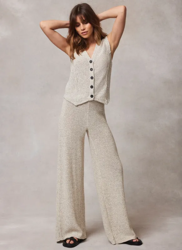 Neutral Cotton Blend Knit Trousers sold by Mint Velvet