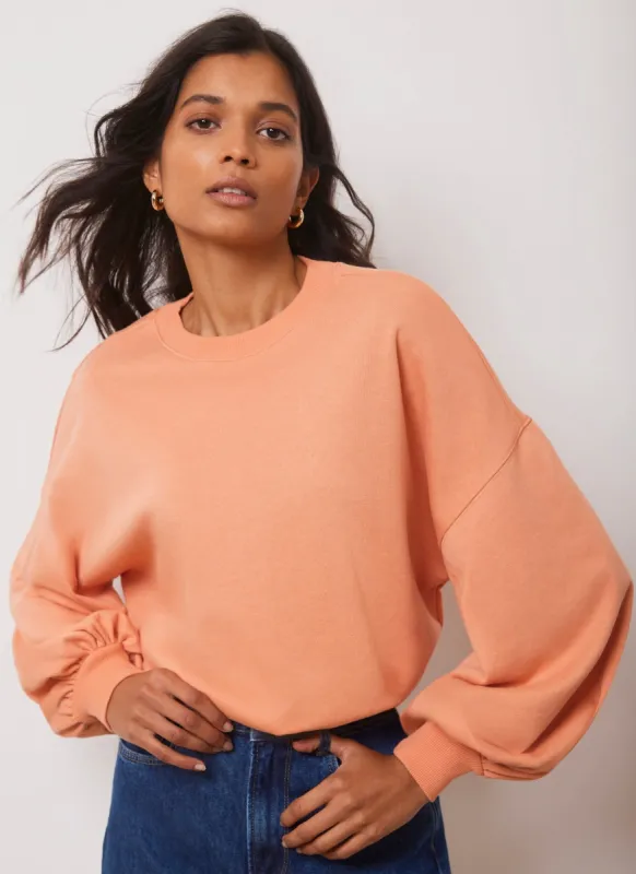 Orange Blouson Cotton Sweatshirt sold by Mint Velvet