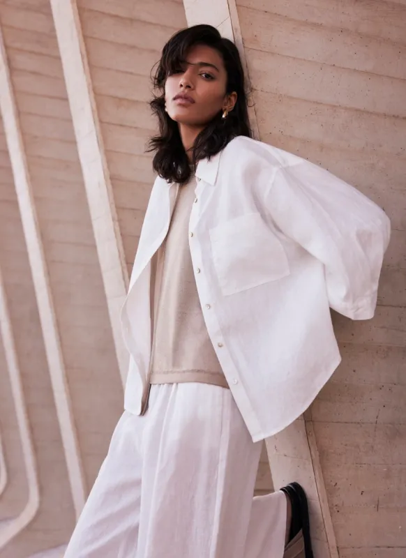 White Linen Collared Shirt sold by Mint Velvet