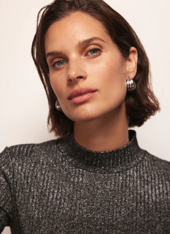 Silver Tone Ribbed Teardrop Earrings sold by Mint Velvet