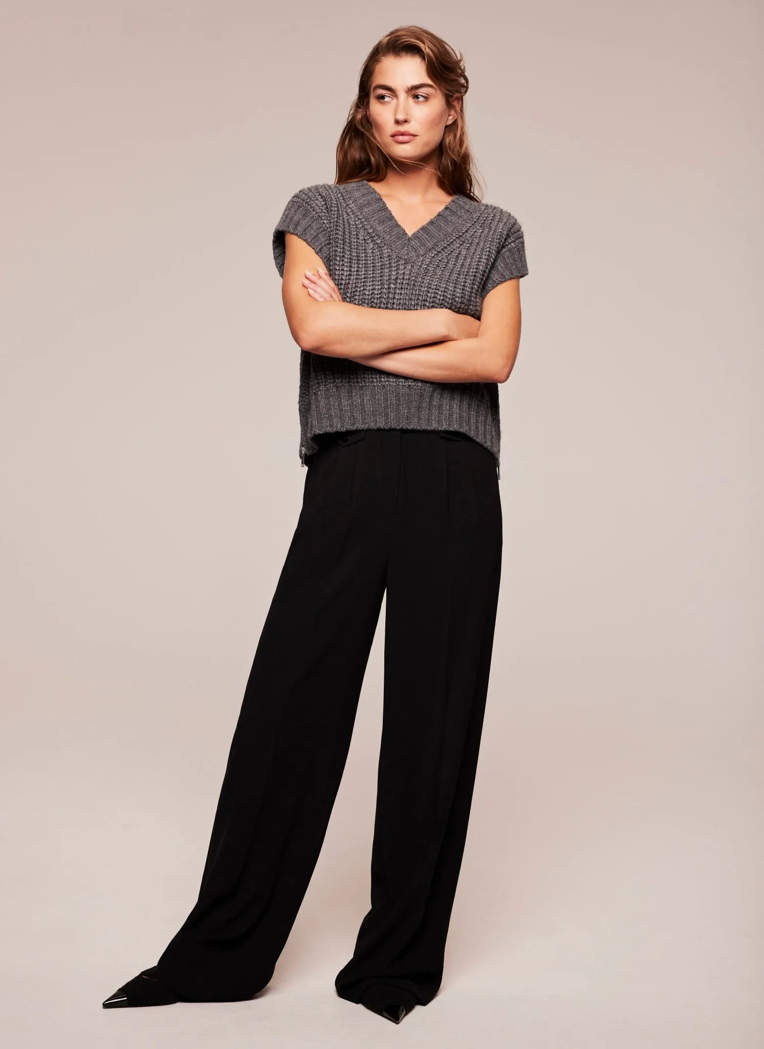 Black Pocket Wide Trousers sold by Mint Velvet