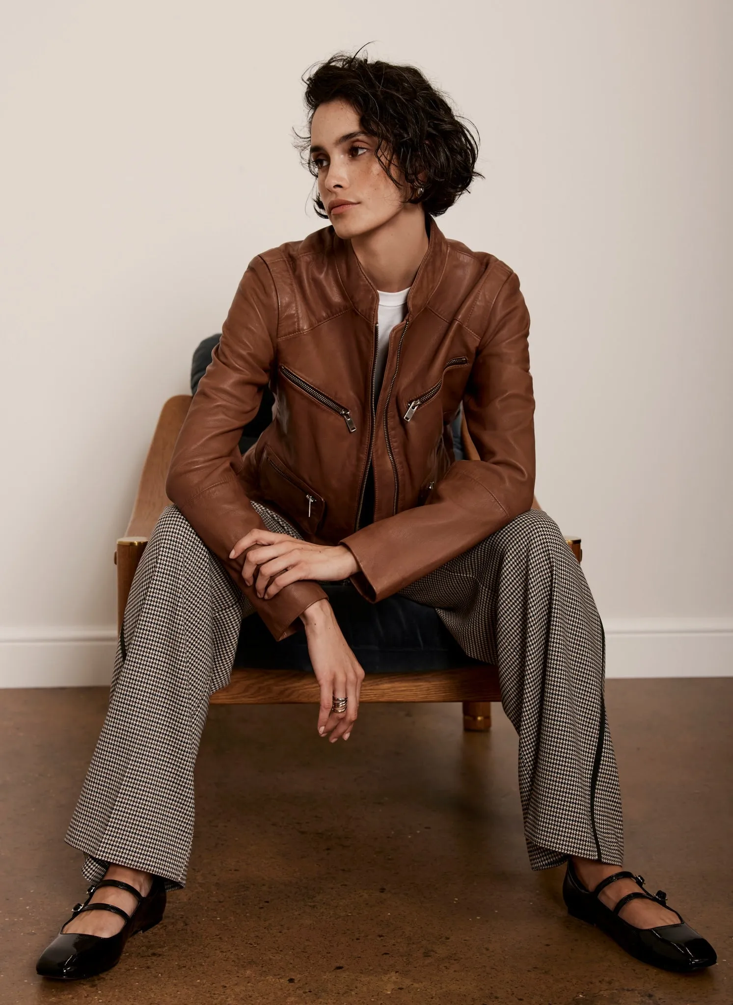 Tan Leather Biker Jacket sold by Mint Velvet product image thumbnail 5