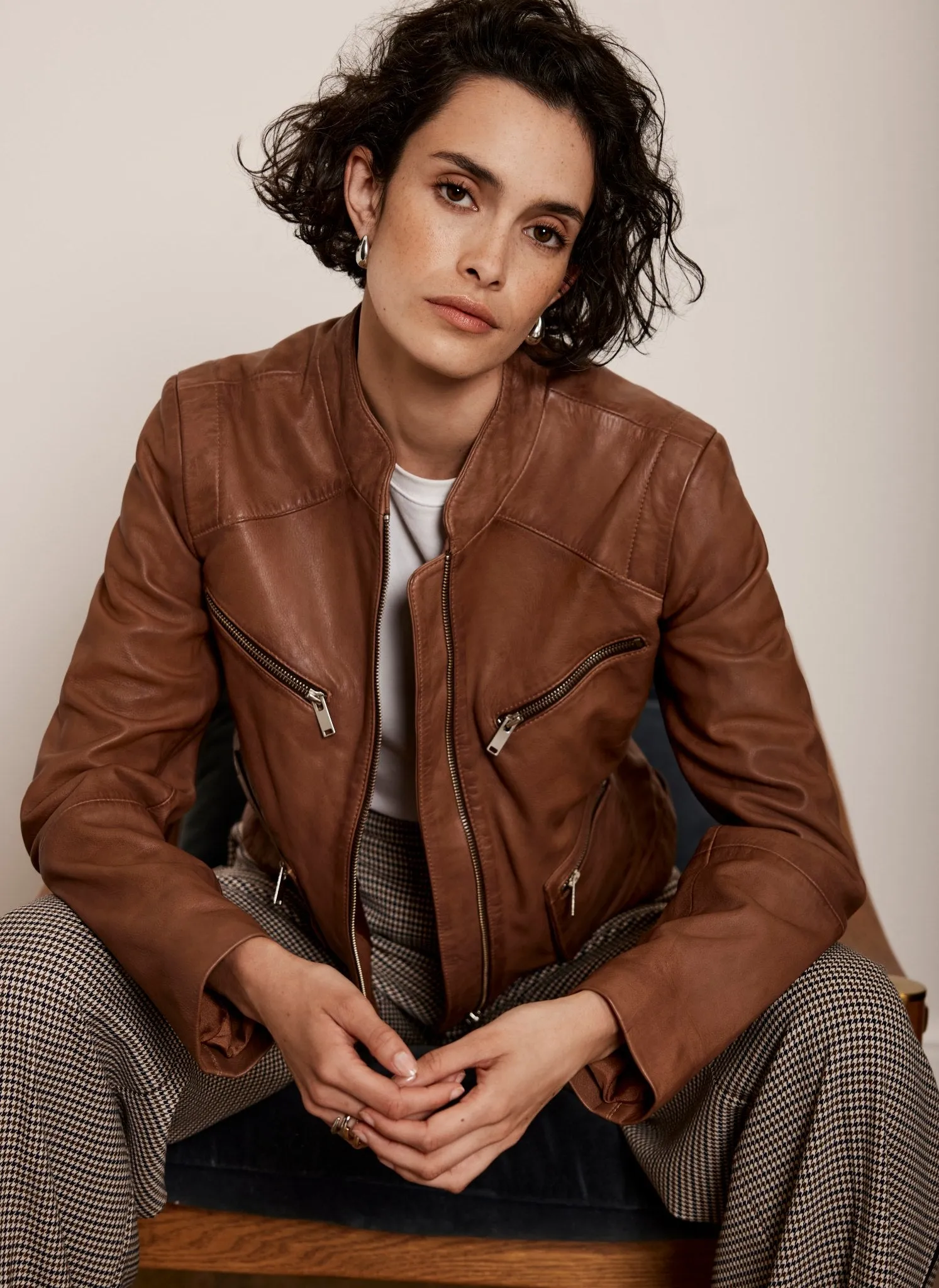 Tan Leather Biker Jacket sold by Mint Velvet