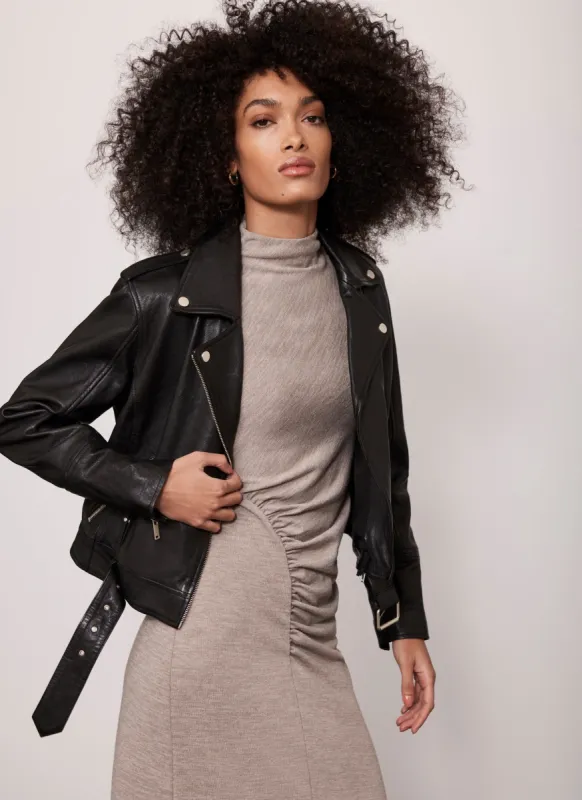 Black Leather Biker Jacket sold by Mint Velvet