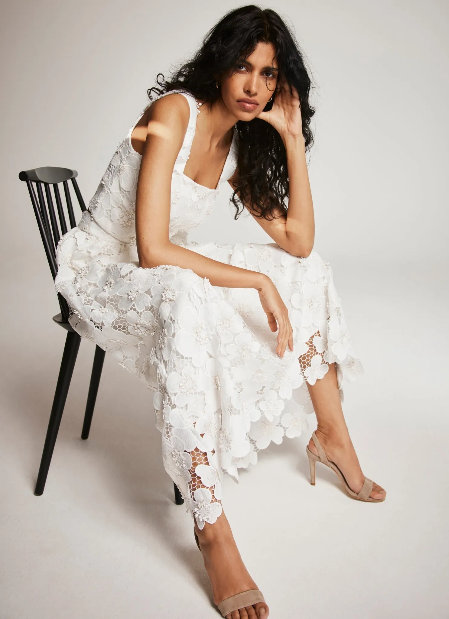 White Floral Applique Maxi Skirt sold by Mint Velvet