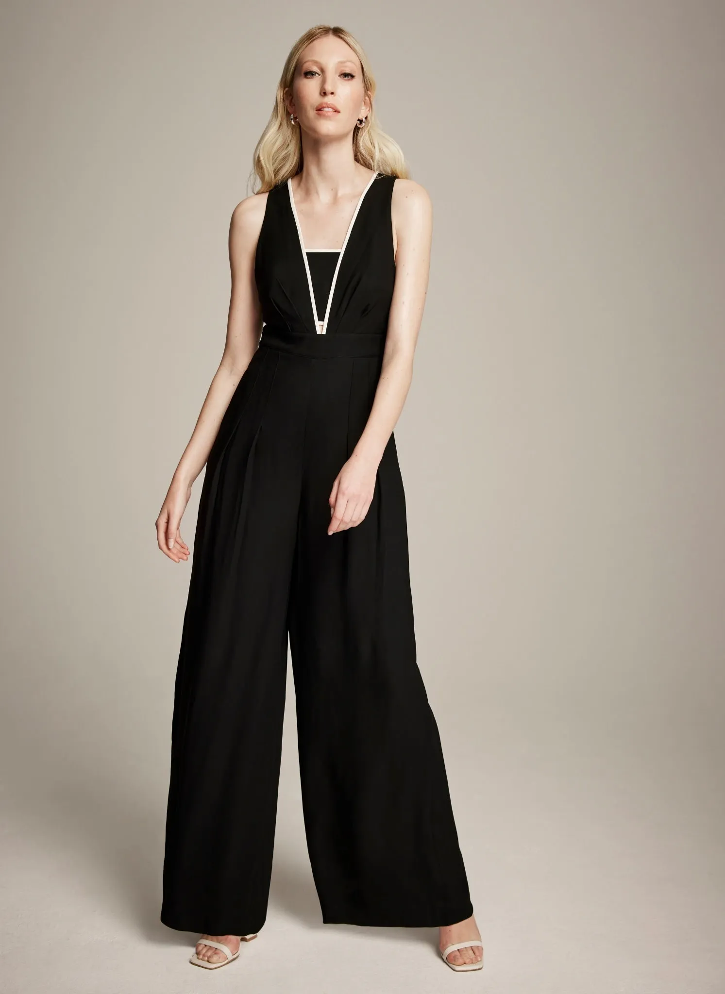 Black Contrast Wide Leg Jumpsuit sold by Mint Velvet product image thumbnail 2