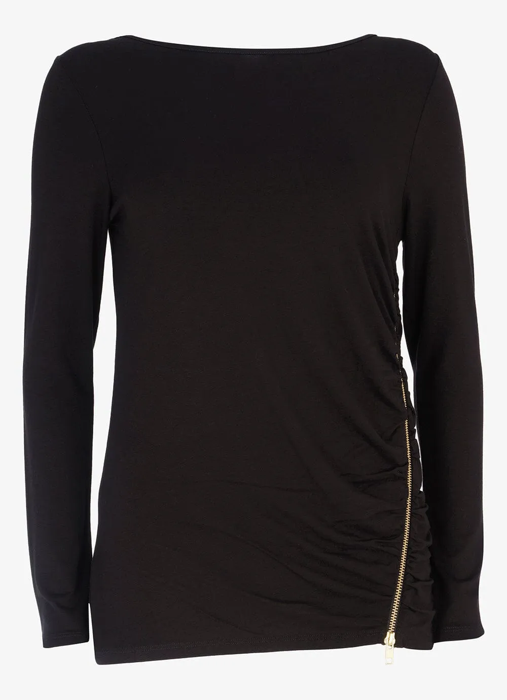 Black Ruched Zip Longline Top sold by Mint Velvet product image thumbnail 5