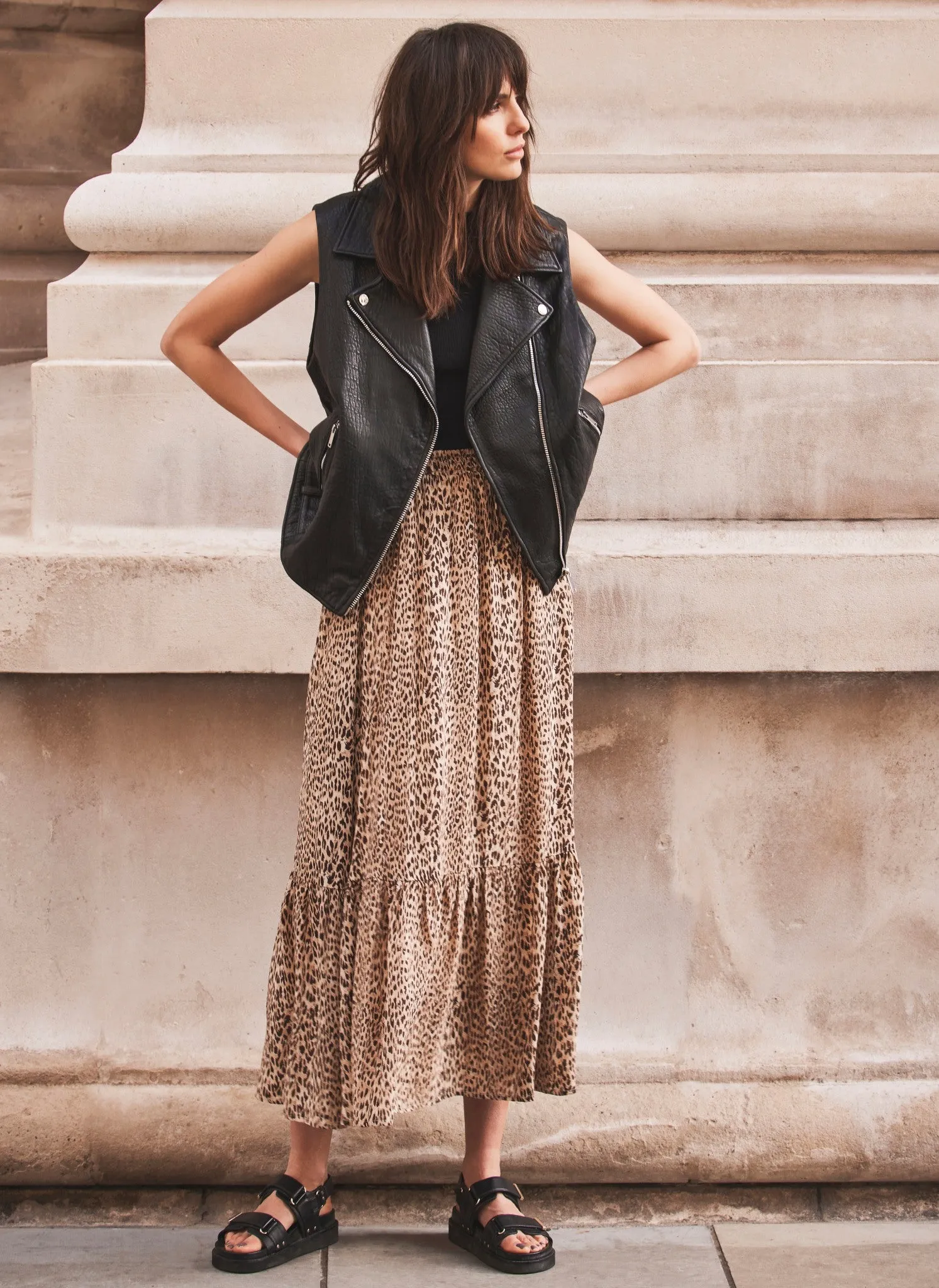 Leopard Print Ruffle Maxi Skirt sold by Mint Velvet product image thumbnail 2