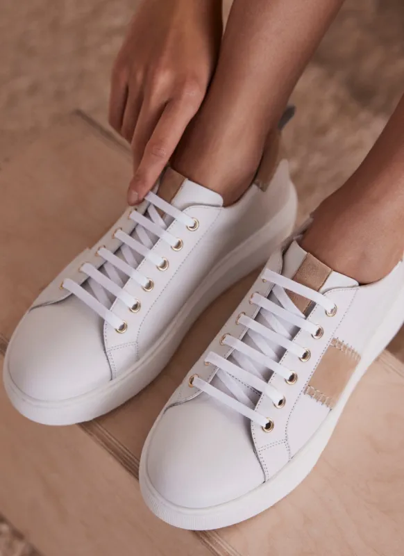 White Stitched Leather Trainers sold by Mint Velvet