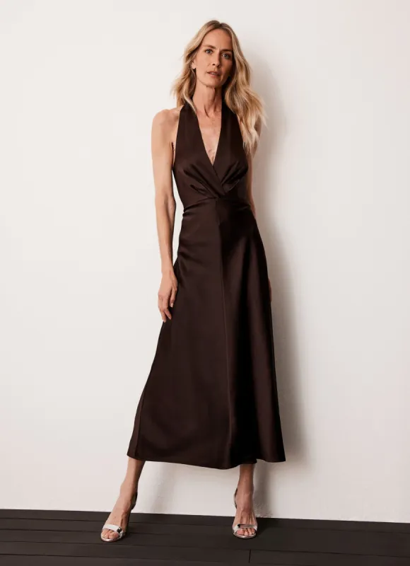 Brown Halterneck Midi Dress sold by Mint Velvet