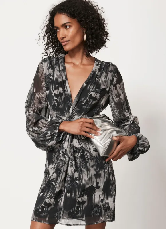Black Print Twist Mini Dress sold by Mint Velvet