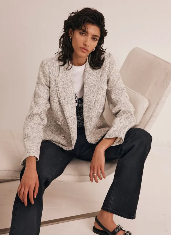 Cream Boucle Double Breasted Blazer sold by Mint Velvet