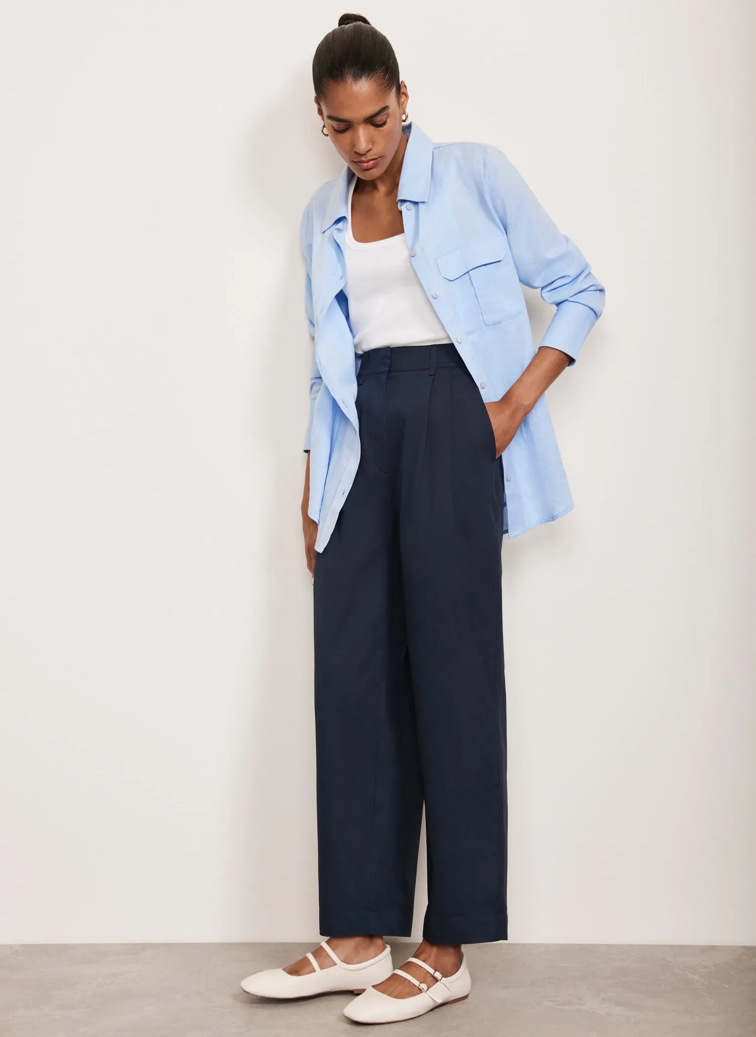 Navy Cotton Tapered Trousers sold by Mint Velvet product image thumbnail 4