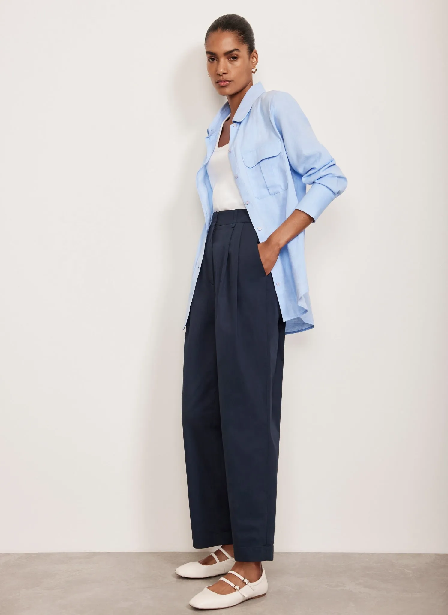 Navy Cotton Tapered Trousers sold by Mint Velvet product image thumbnail 2