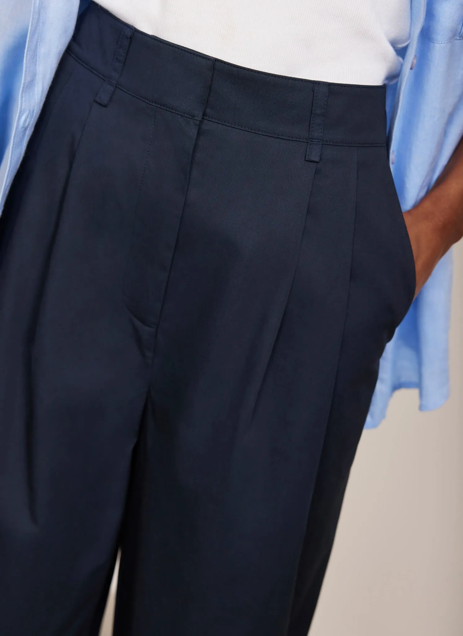 Navy Cotton Tapered Trousers sold by Mint Velvet product image thumbnail 3