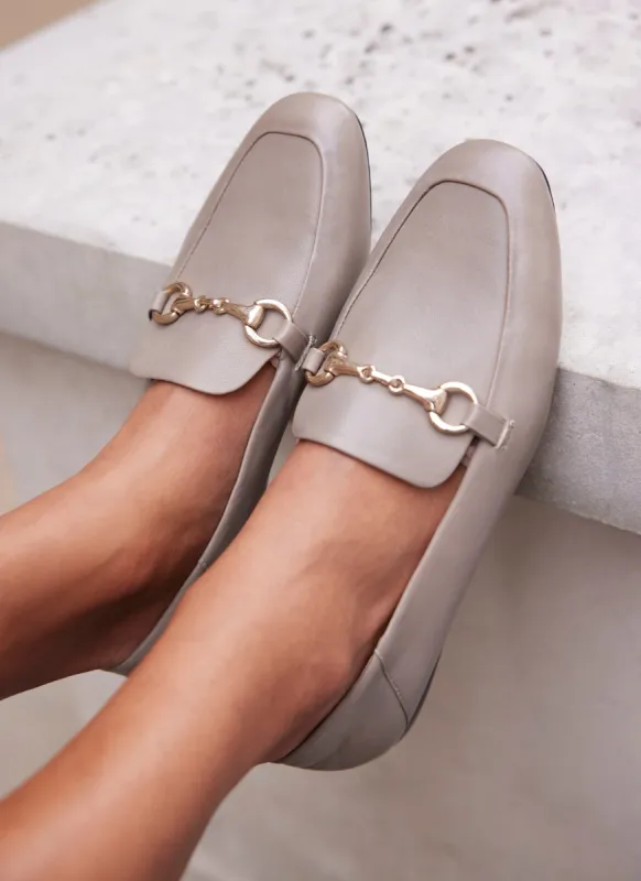 Neutral Leather Snaffle Detail Loafers sold by Mint Velvet