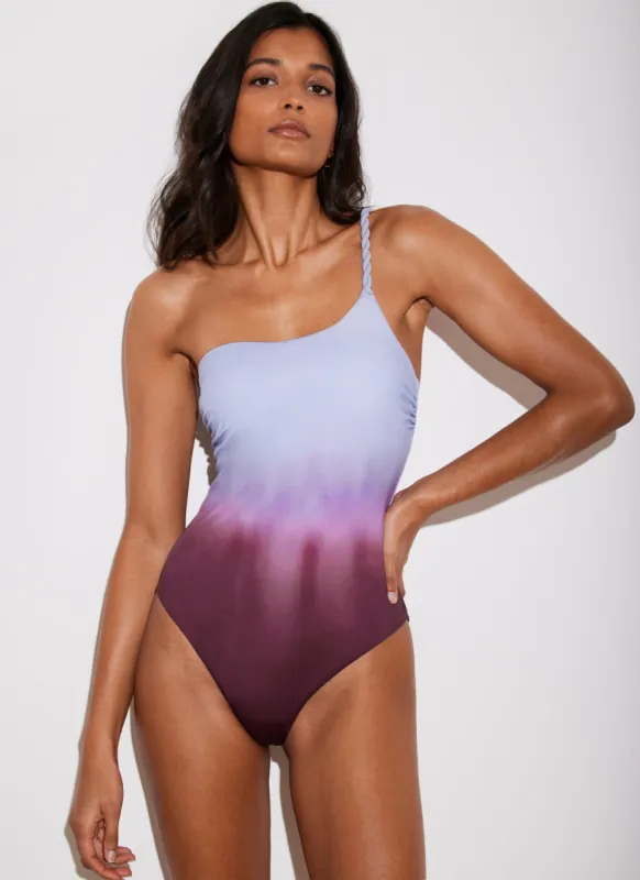 Purple Ombré One Shoulder Swimsuit sold by Mint Velvet