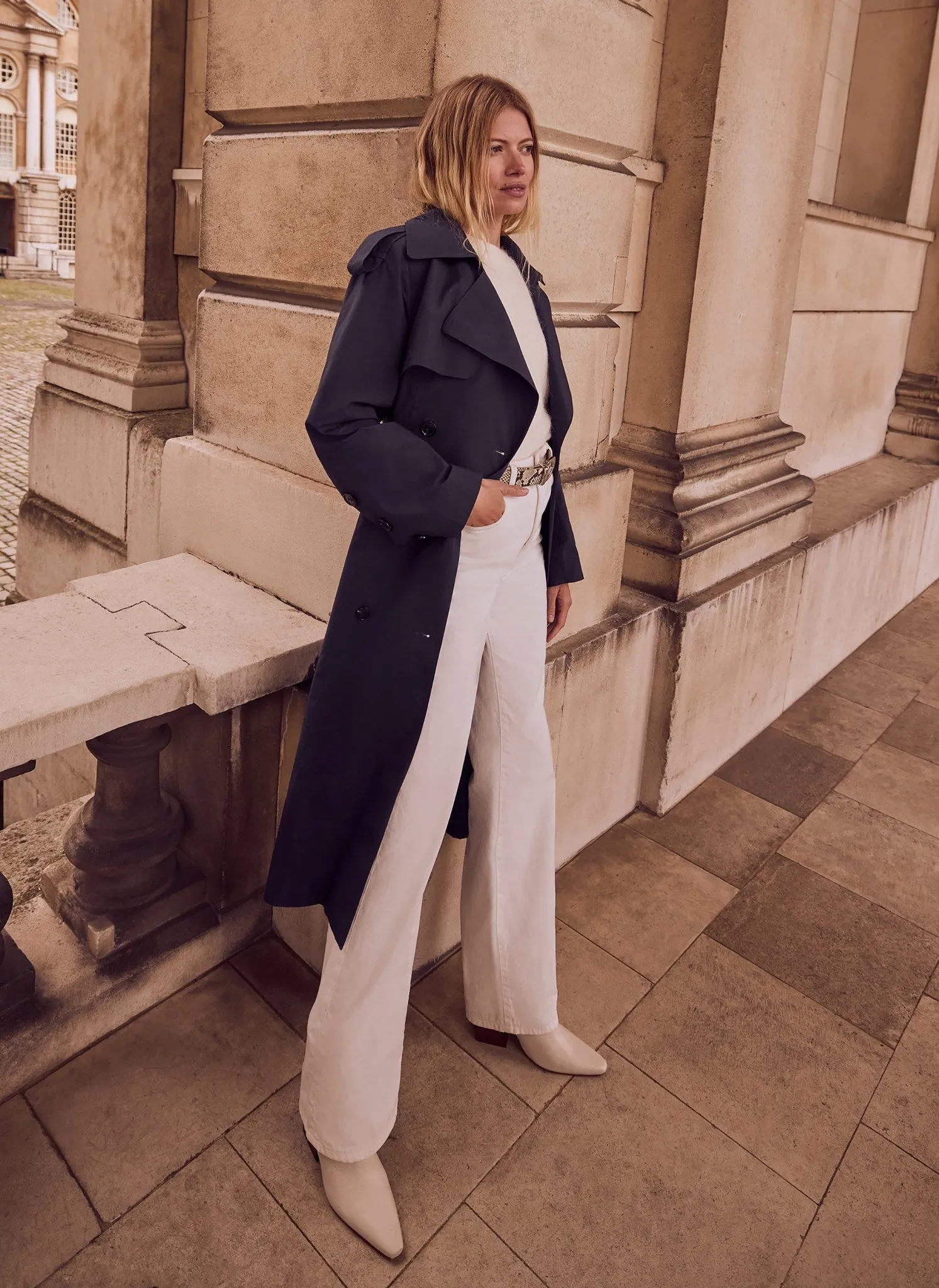 Navy Cotton Relaxed Trench Coat | Parallel