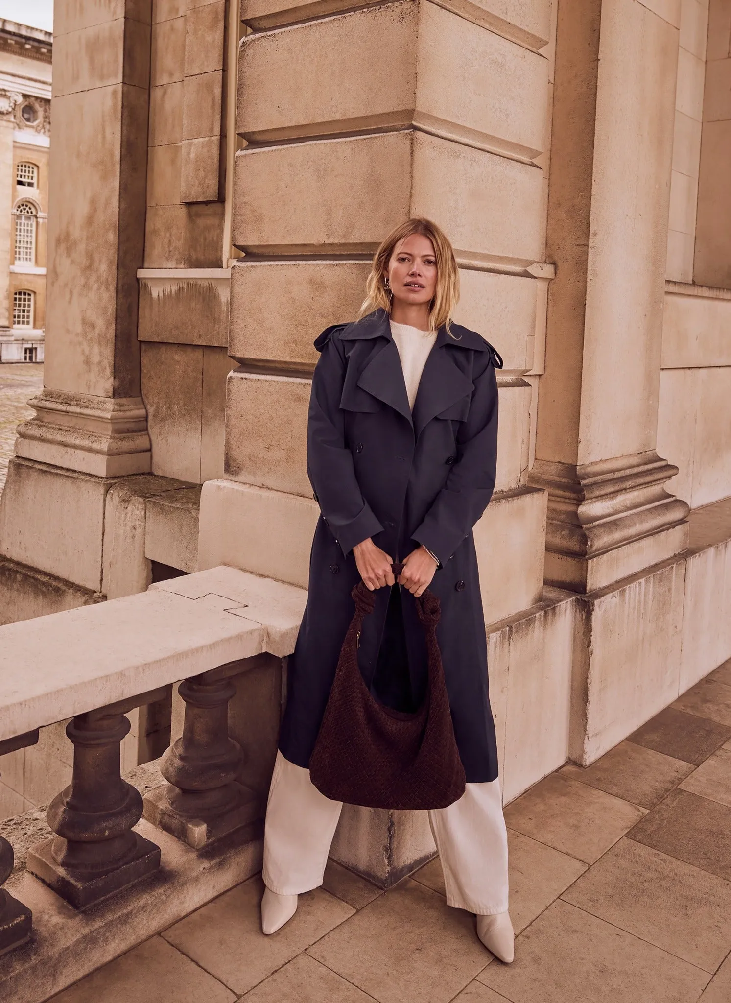 Navy Cotton Relaxed Trench Coat | Parallel