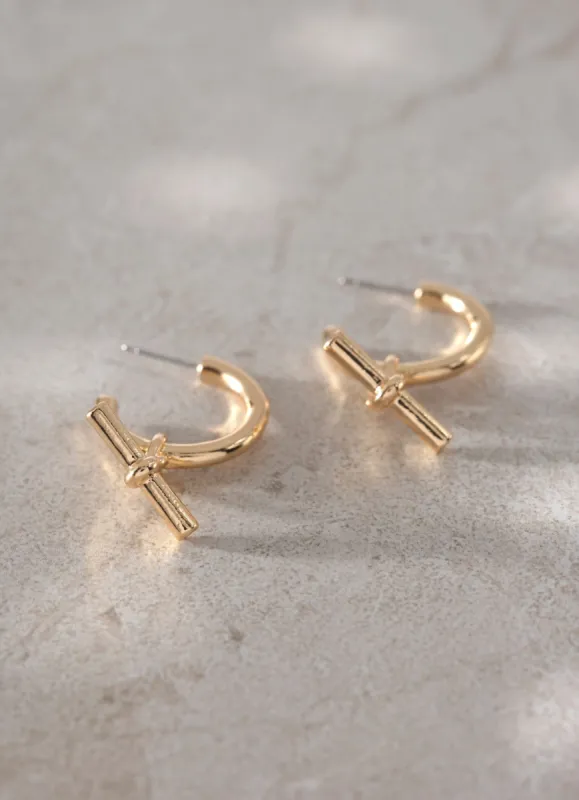 Gold Tone T-Bar Earrings sold by Mint Velvet