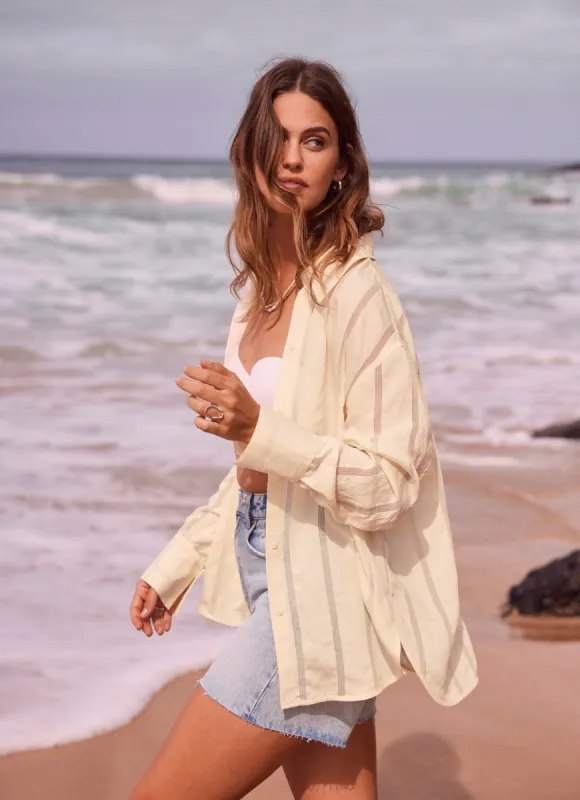 Yellow Textured Oversized Shirt sold by Mint Velvet