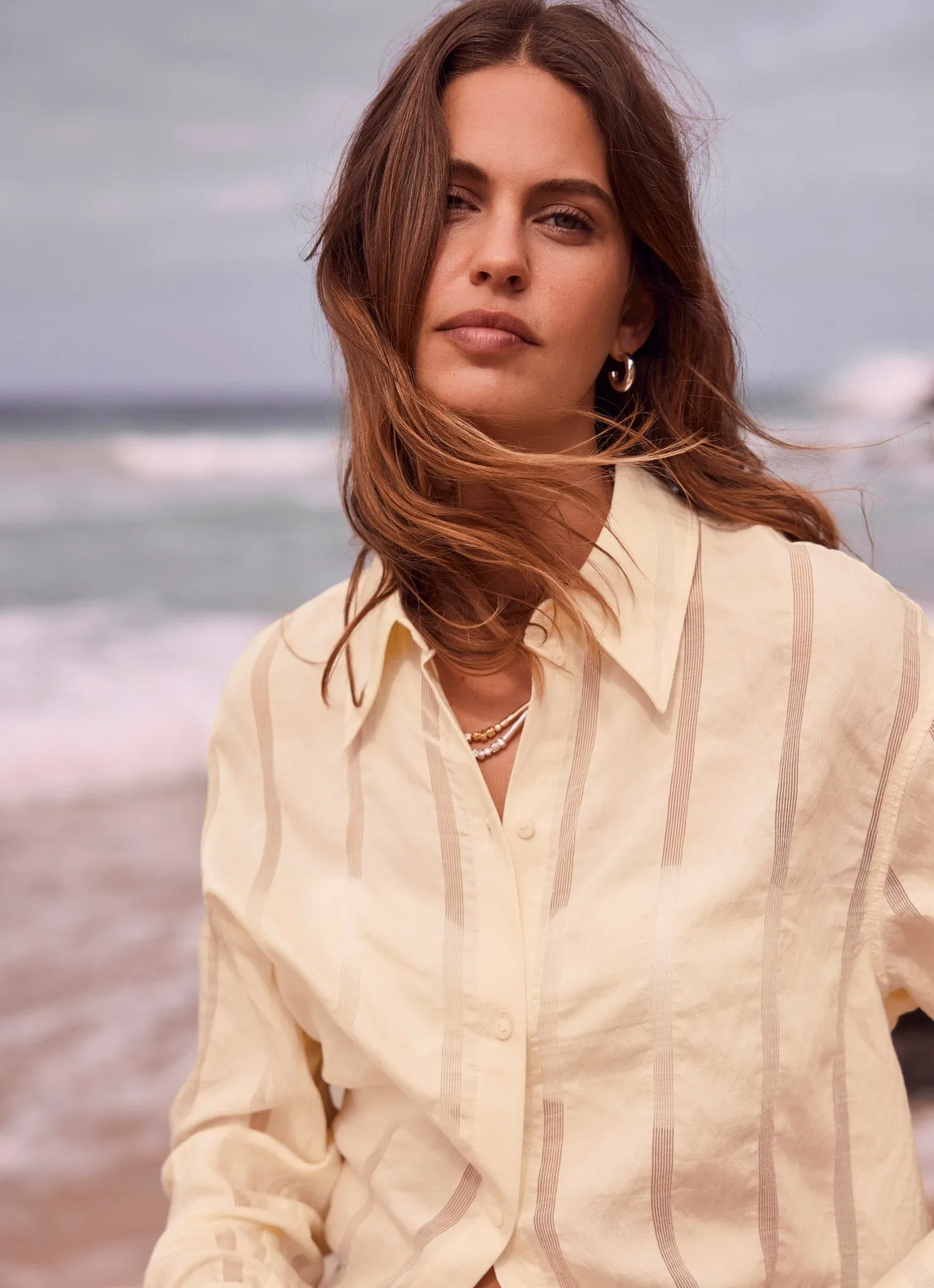 Yellow Textured Oversized Shirt sold by Mint Velvet product image thumbnail 4