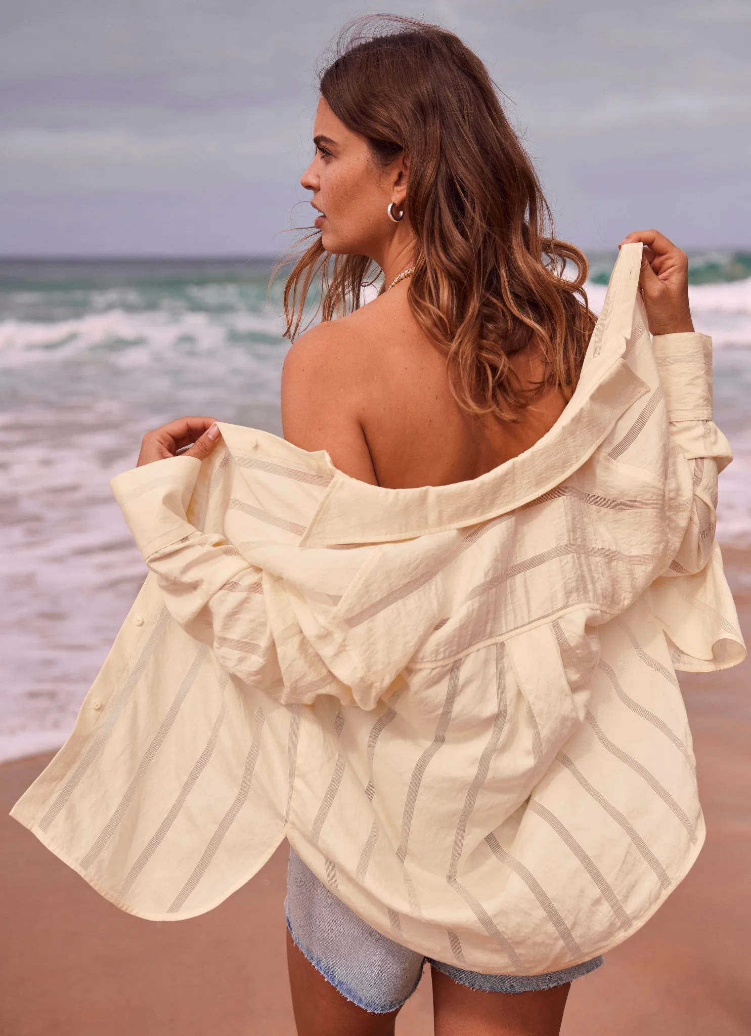 Yellow Textured Oversized Shirt sold by Mint Velvet product image thumbnail 2
