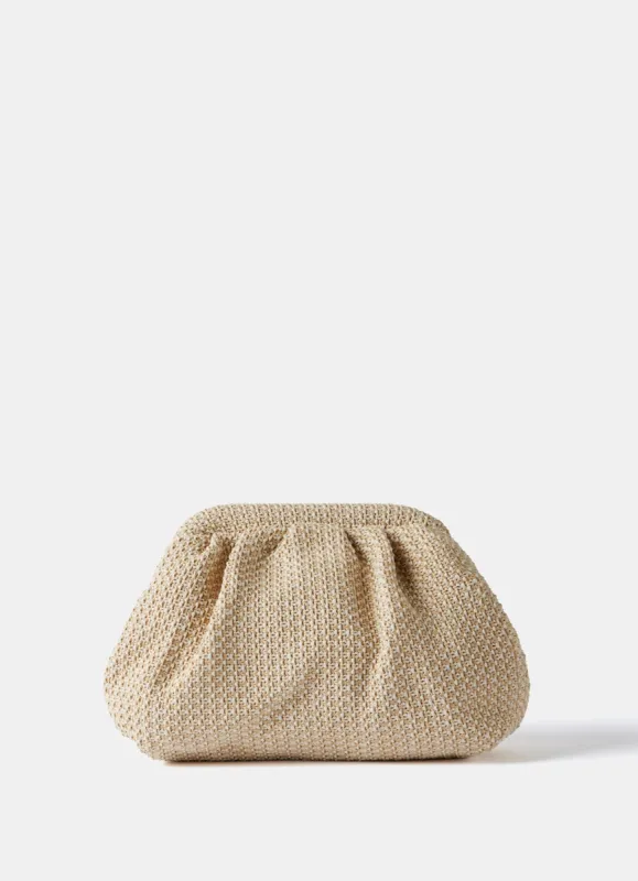 Neutral Woven Clutch Bag sold by Mint Velvet