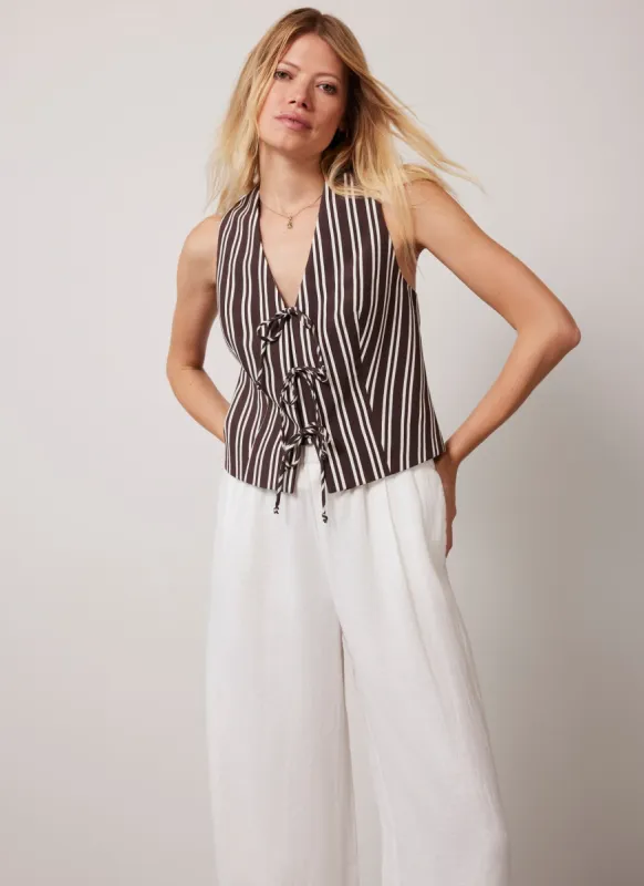 Brown Striped Waistcoat Top sold by Mint Velvet