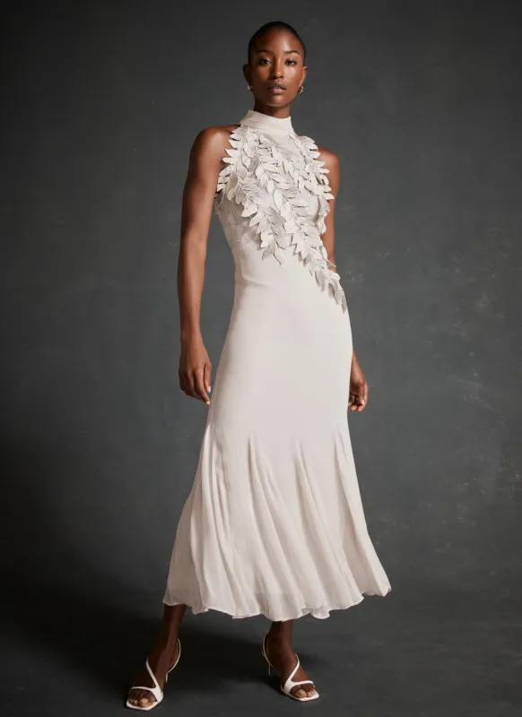 Grey Embroidered Halter Maxi Dress sold by Mint Velvet
