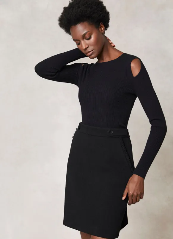 Black Twill Button Mini Skirt sold by Mint Velvet