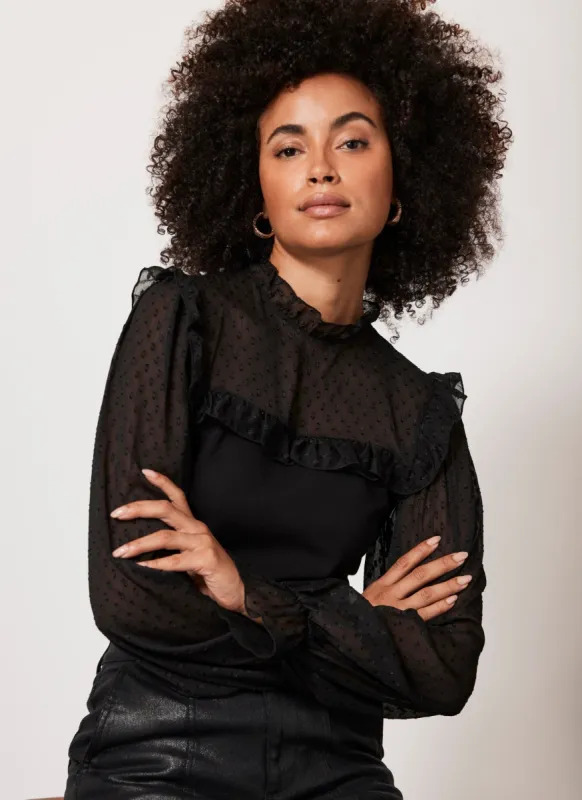 Black Polka Dot Sheer Top sold by Mint Velvet