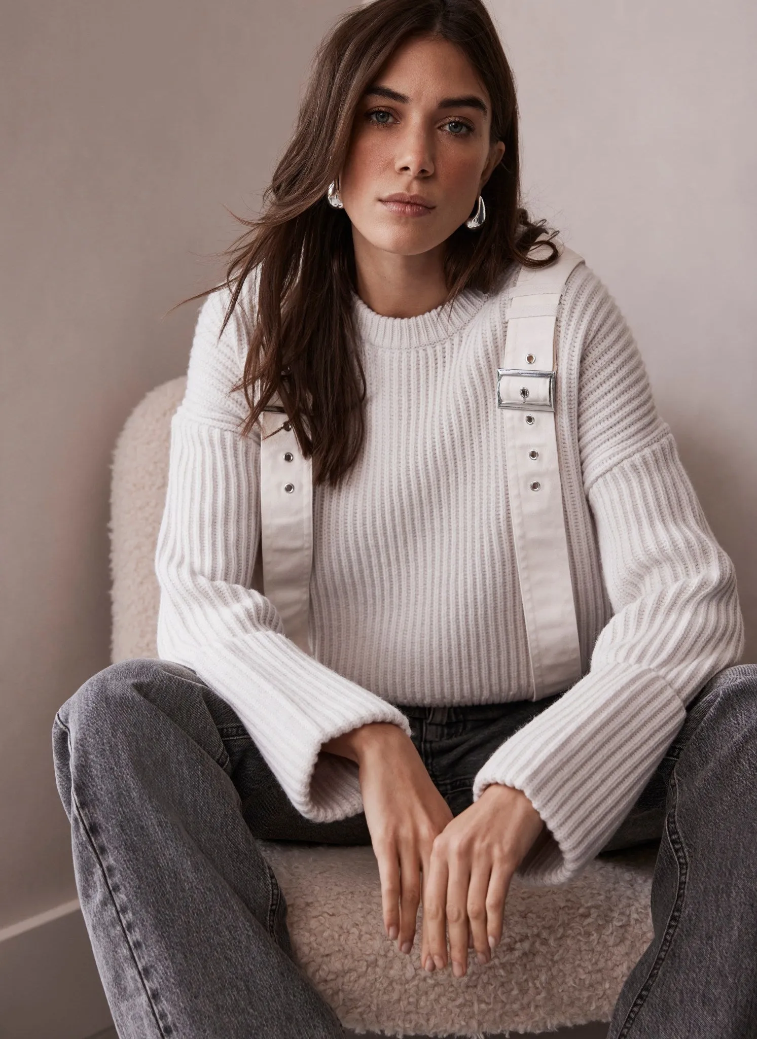 White Wool Blend Utility Jumper sold by Mint Velvet product image thumbnail 3