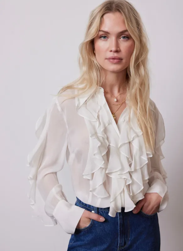 Cream Ruffled Shirt sold by Mint Velvet