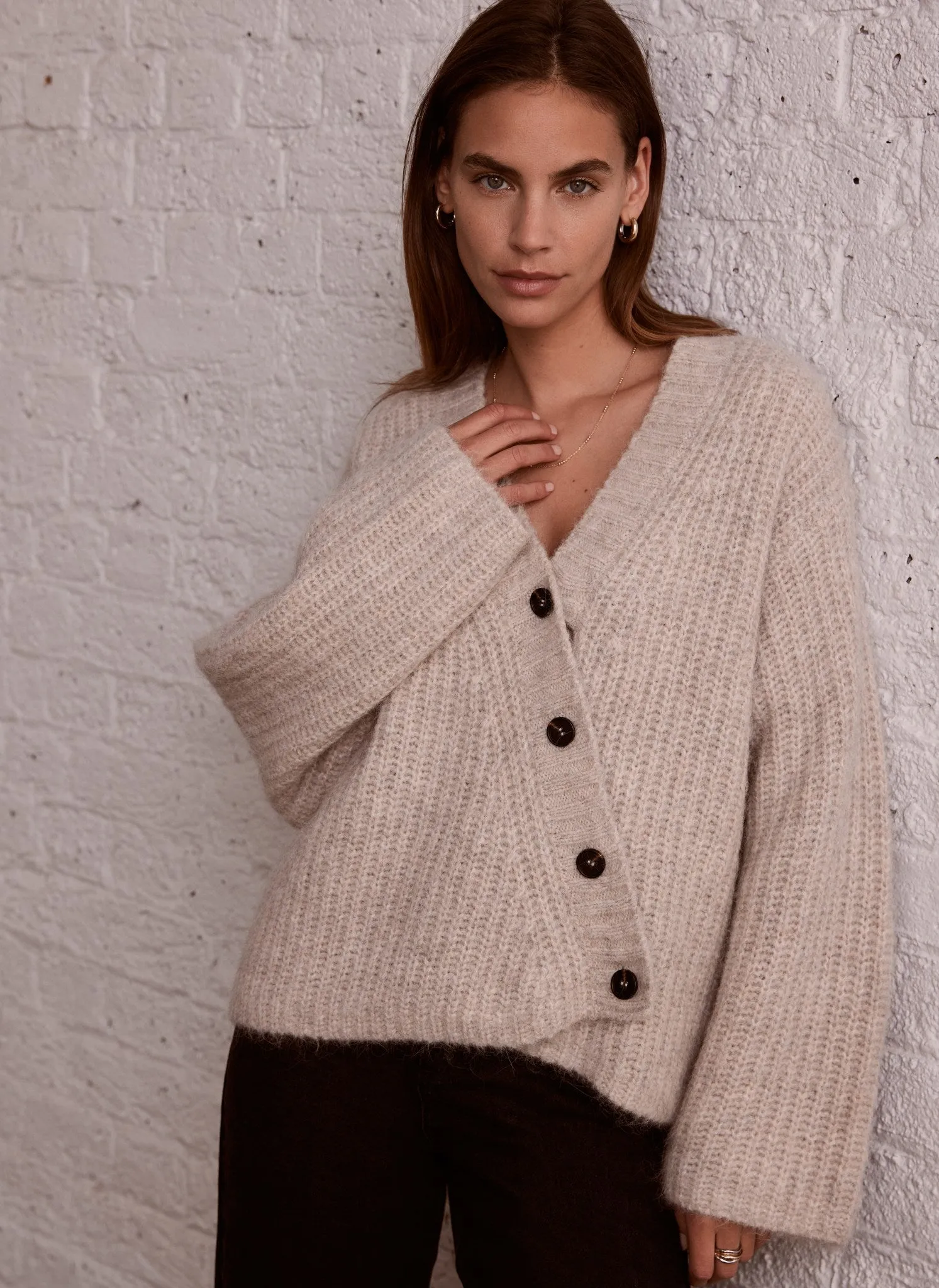Beige Asymmetric Wool Blend Cardigan sold by Mint Velvet product image thumbnail 2