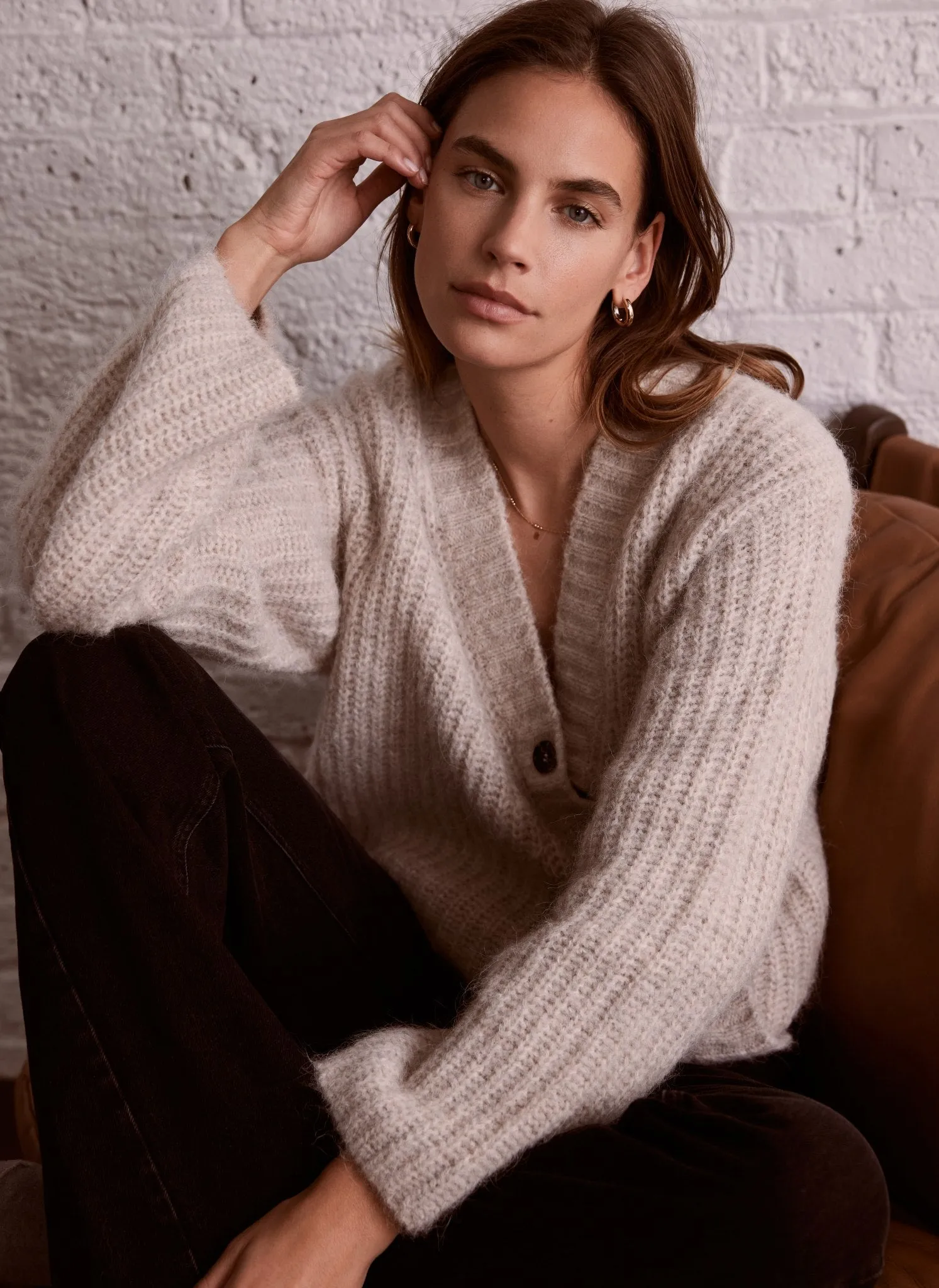 Beige Asymmetric Wool Blend Cardigan sold by Mint Velvet product image thumbnail 4