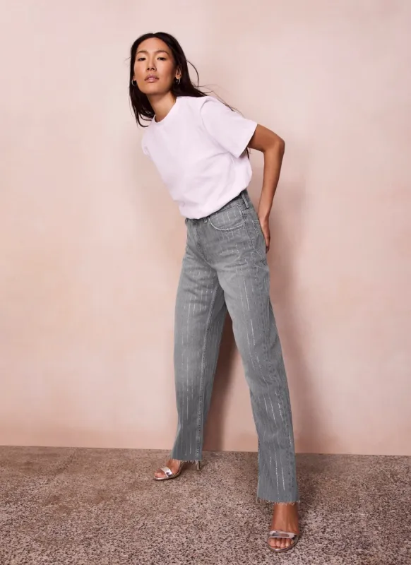 Grey Wide Diamante Jeans sold by Mint Velvet