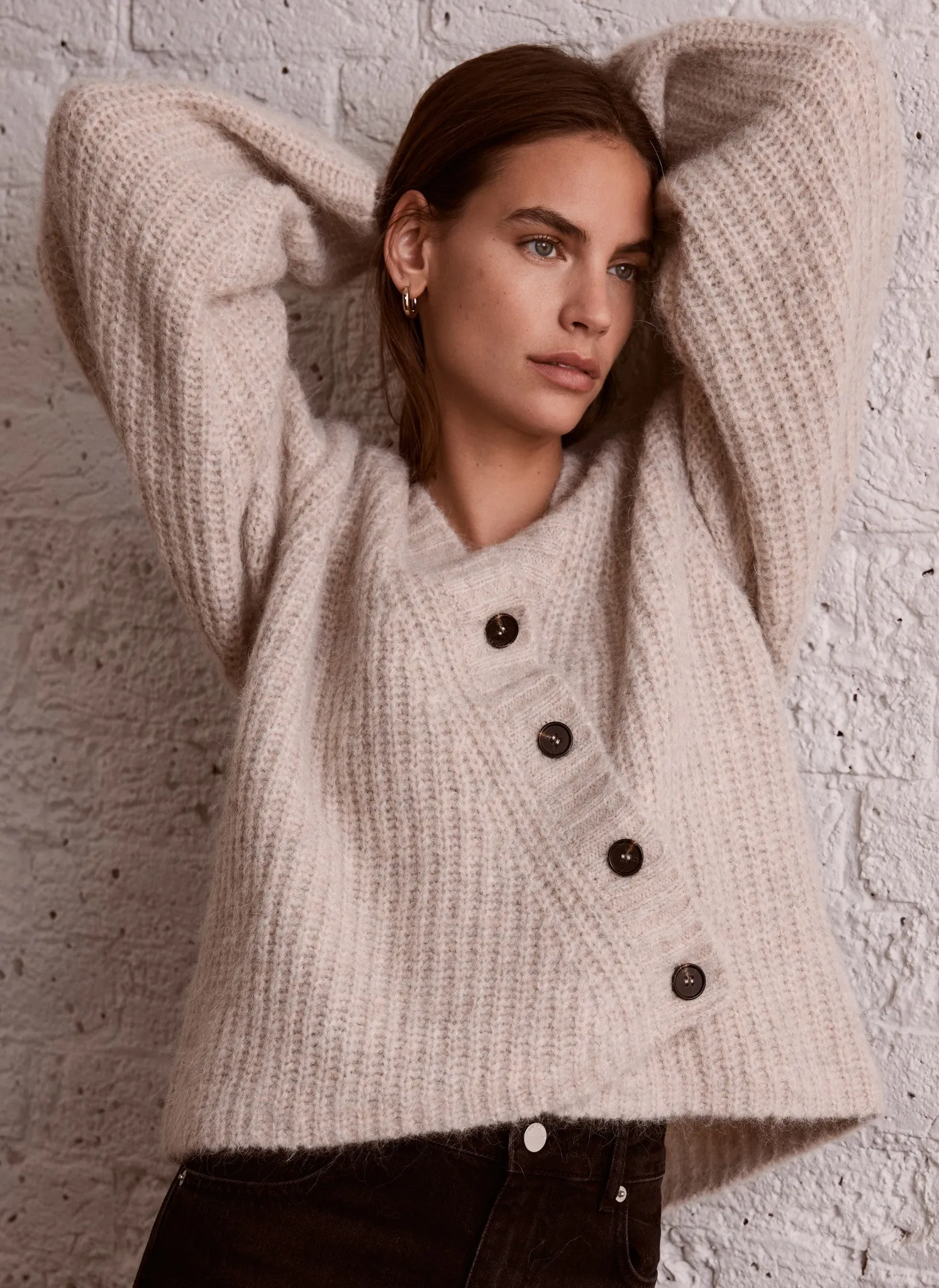 Beige Asymmetric Wool Blend Cardigan sold by Mint Velvet product image thumbnail 3