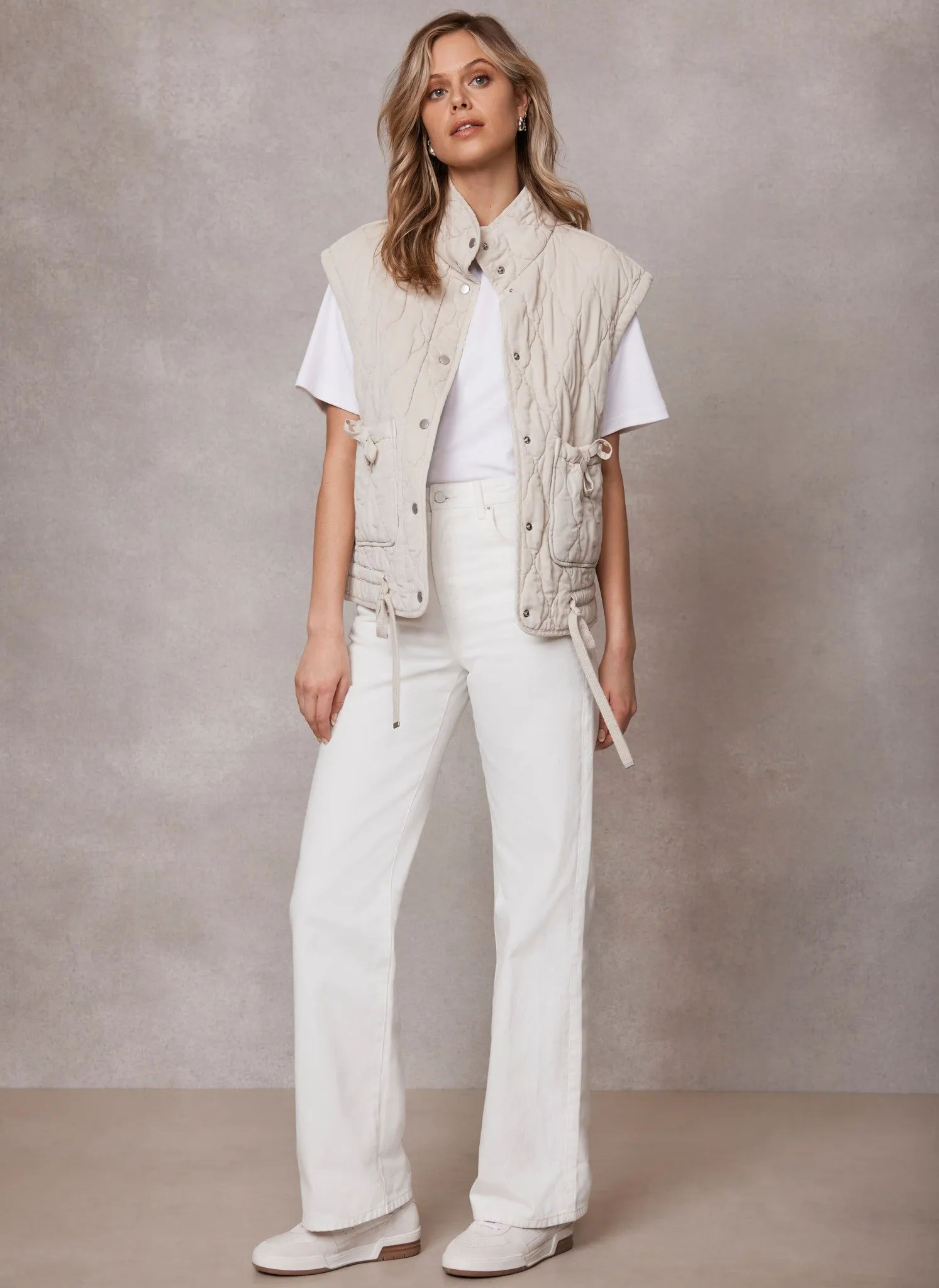 Cream Washed Quilted Gilet sold by Mint Velvet product image thumbnail 5