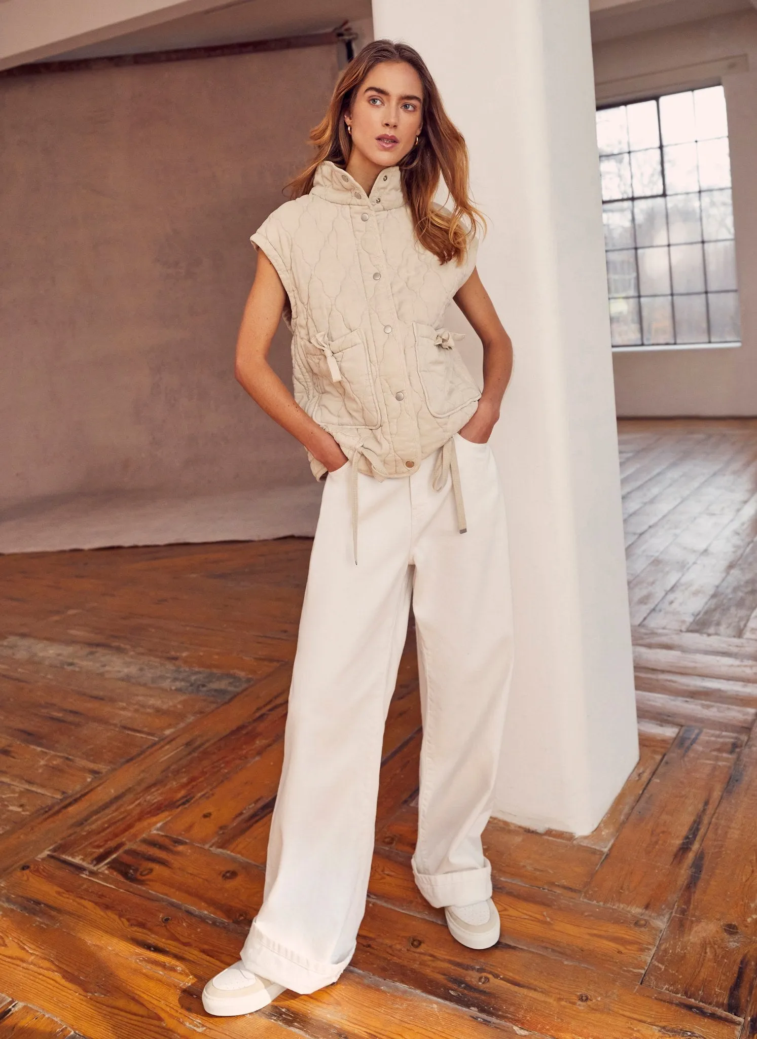 Cream Washed Quilted Gilet sold by Mint Velvet product image thumbnail 2