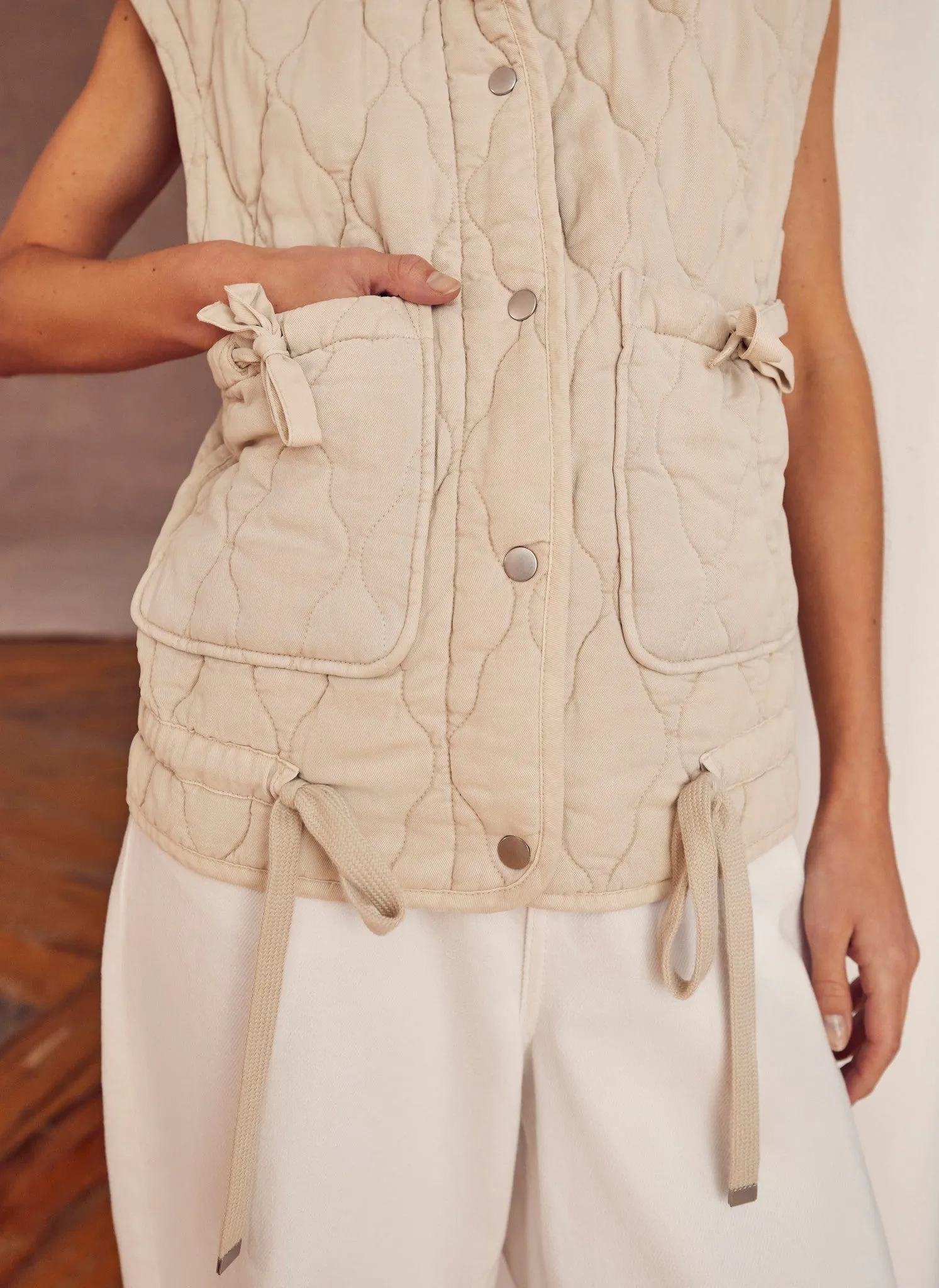 Cream Washed Quilted Gilet sold by Mint Velvet product image thumbnail 3