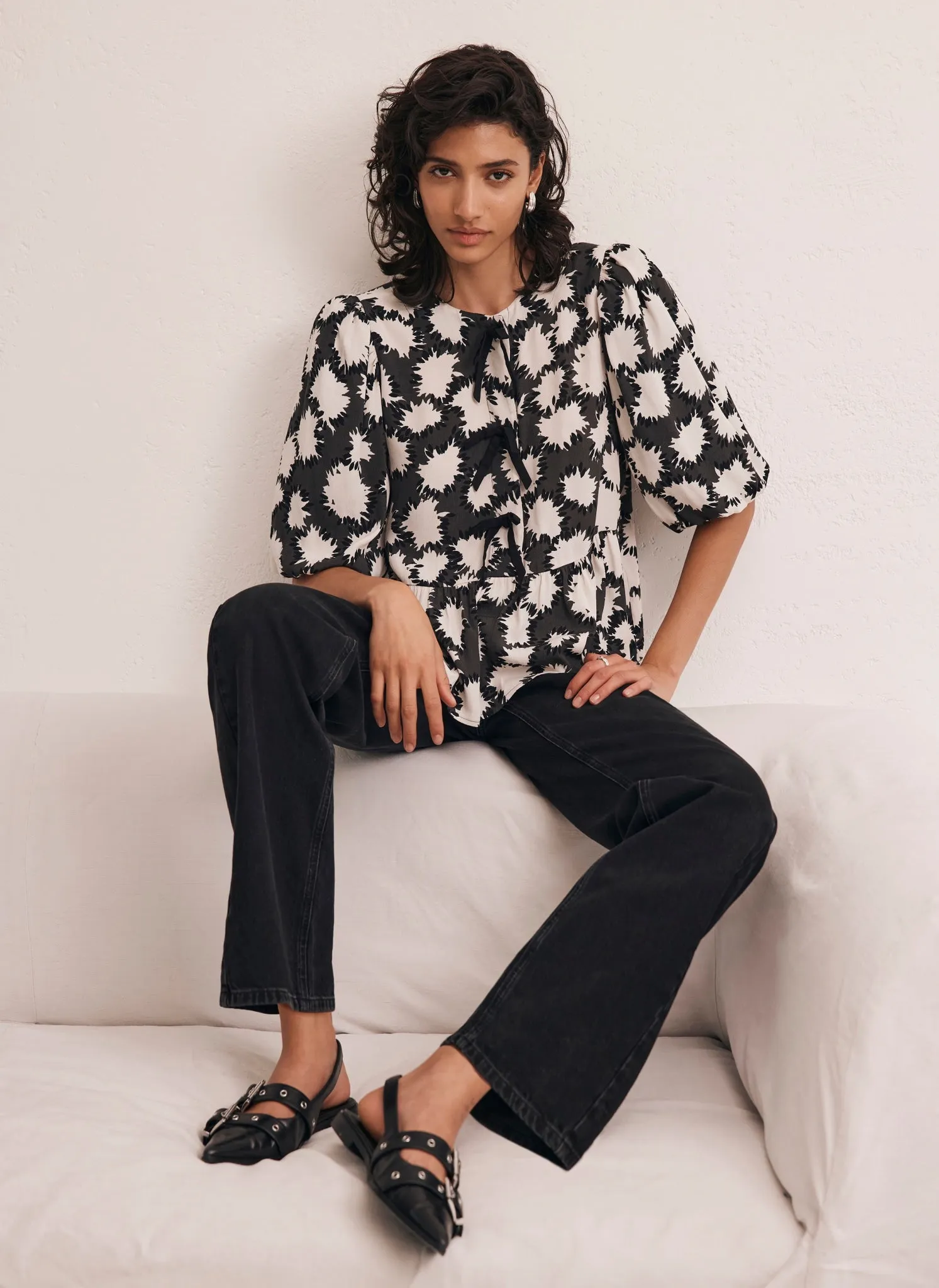 Grey Abstract Print Top sold by Mint Velvet product image thumbnail 3