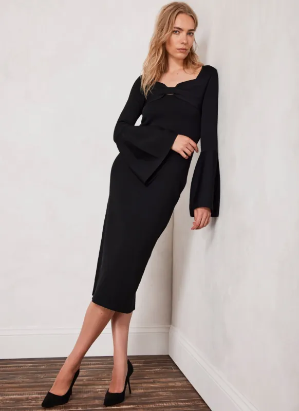 Black Bow Front Midi Dress sold by Mint Velvet