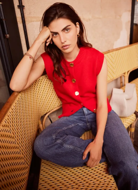 Red Cotton Knit Top sold by Mint Velvet