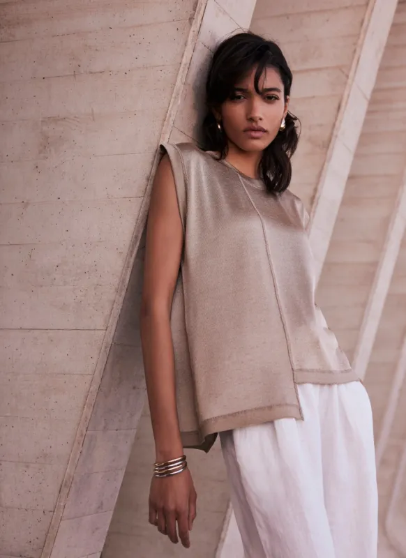 Gold Metallic Sleeveless Top sold by Mint Velvet