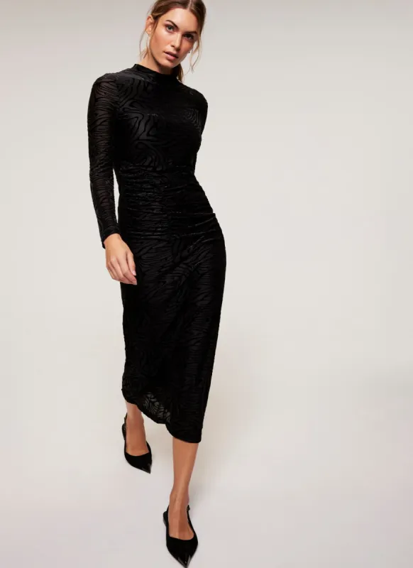 Black Velvet Devoré Midi Dress sold by Mint Velvet
