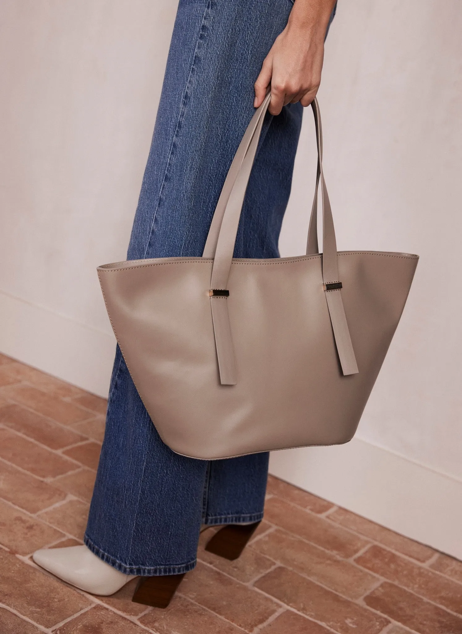 Taupe Leather Tote Bag sold by Mint Velvet