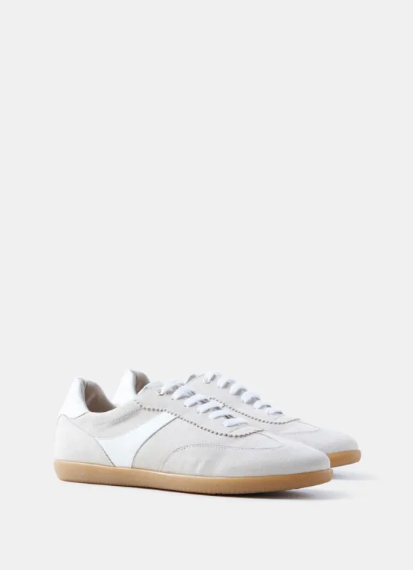 Ace Neutral Suede Side Stripe Trainers sold by Mint Velvet